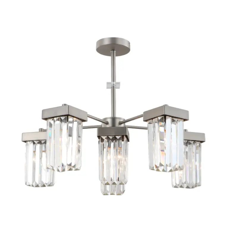 6-Light Nickel ခေတ်သစ် K9 Crystal မျက်နှာကျက် chandelier