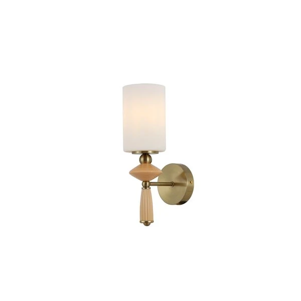Opal Glass Shade ဖြင့် ကြေးဝါနံရံ Sconce