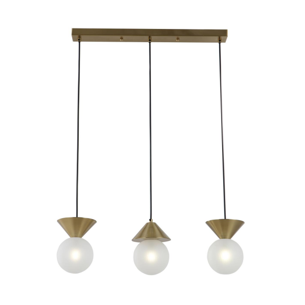 Brush ကြေးနီ linear 3-lights pendant lamp
