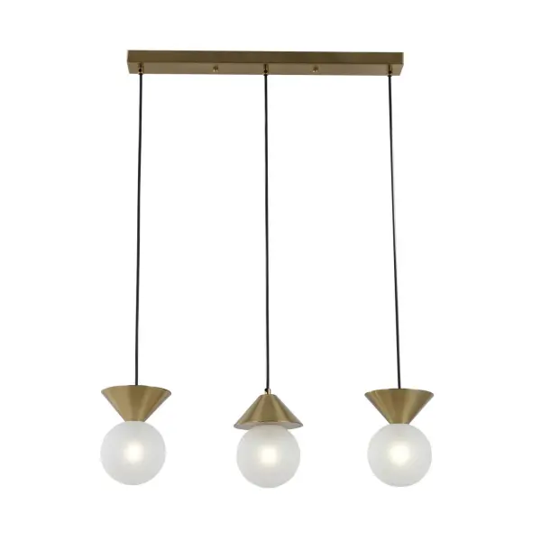 Brush ကြေးနီ linear 3-lights pendant lamp