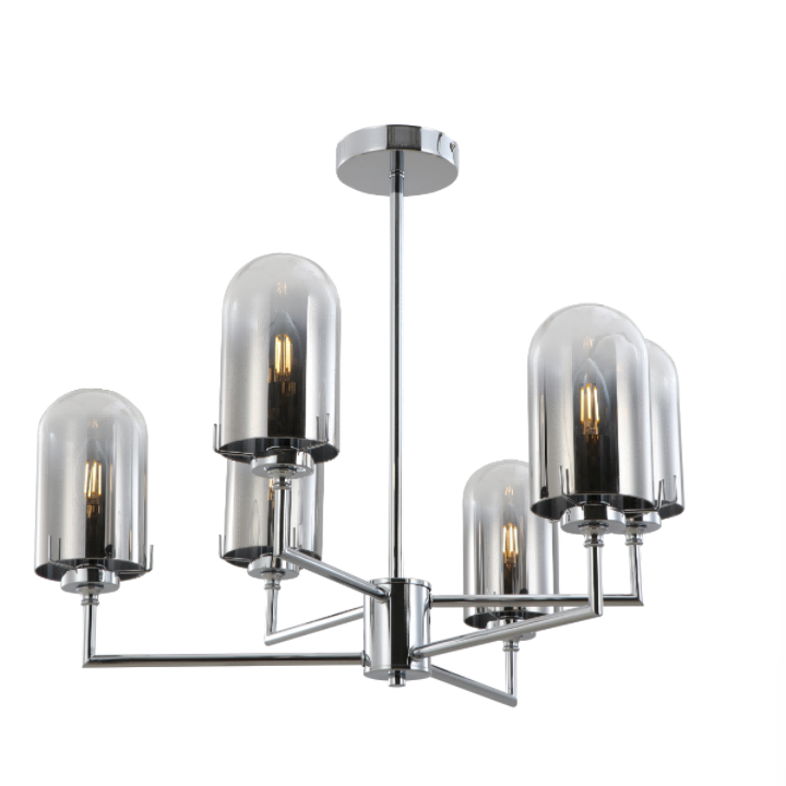 Chrome သတ္တု Smoky Dome Glass Pendant Lamp
