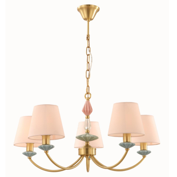 legetable ကွင်းဆက်နှင့်အတူ 5- အလင်းကြွေကြွေထည် chandelier