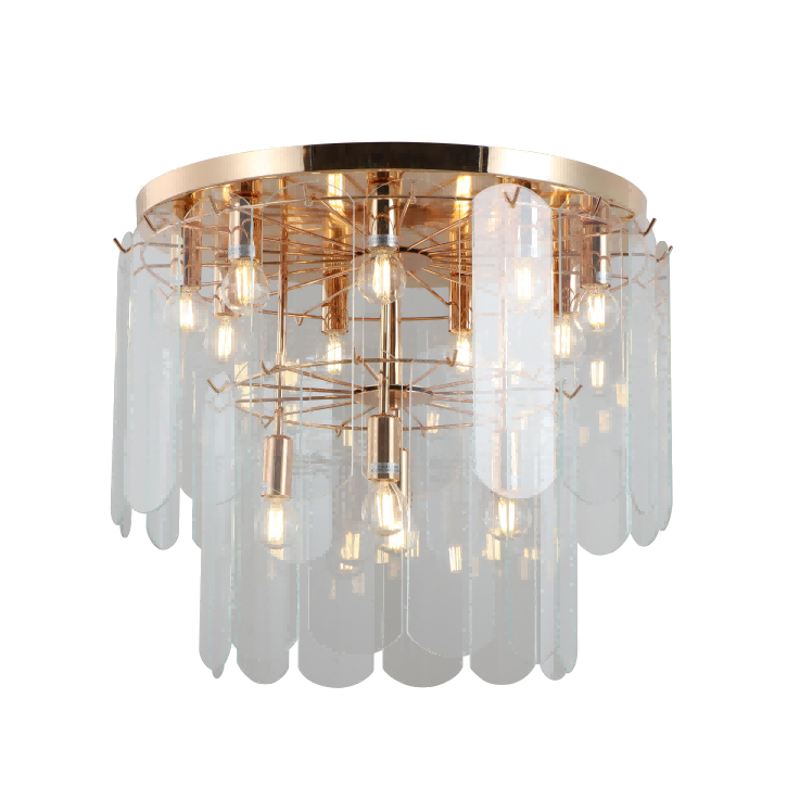 ဇိမ်ခံကား Two-Tiws Gold Flush Chandelier တောင်တန်း