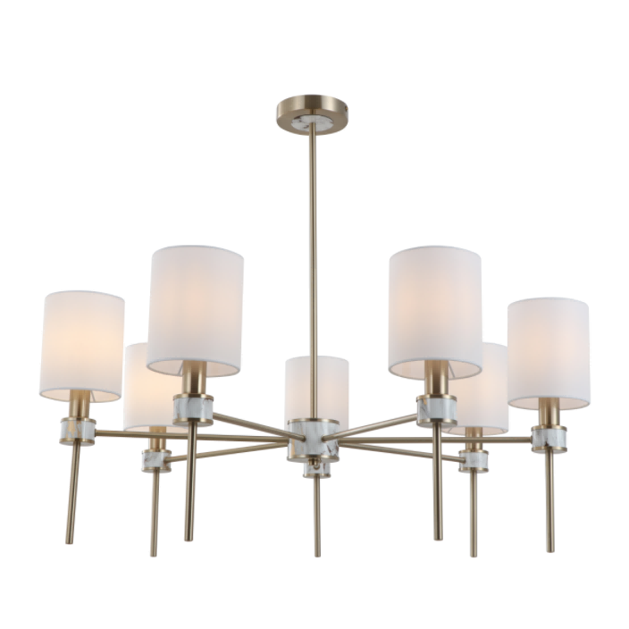 Multi-Lights Off-White Cylindrical Fabric အထည်အရုပ်များဆွဲထားသည့် chandelier ဆွဲထားသည်